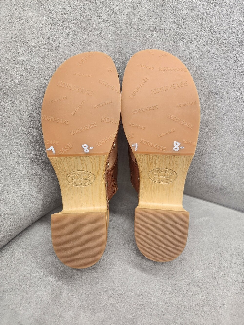 Kork-Ease Clogs 7 Brown Tan Leather Tay Patchwork Mules Scandinavian New $160 - Picture 16 of 16